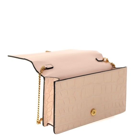 Versace Medusa Chain Crossbody Cream Crocodile Embossed Leather New - Picture 5 of 6